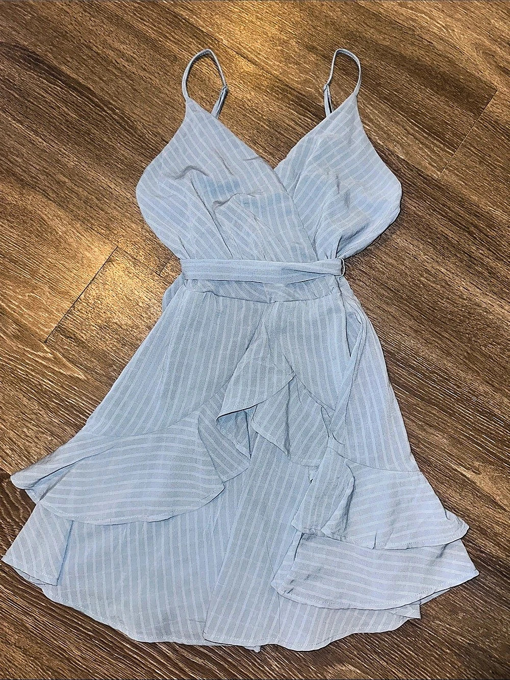 Trixxi Striped Ruffle Mini Dress in Blue Size XXS Like New